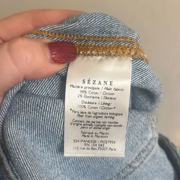✨Sezane Slim Parfait Sz 38/US 6 Jeans In Light Blue Wash✨ - Picture 9 of 10